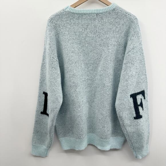 Aelfric Eden City of Love AW23 Crewneck Knit Sweater in Light Blue Size S NWT - Picture 3 of 15